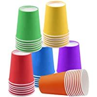 Los mejores  - 60 Piezas Vasos de Papel Desechables Tazas de fiesta- Vasos Carton de Colores Biodegradables 9 Ounces para Servir el…